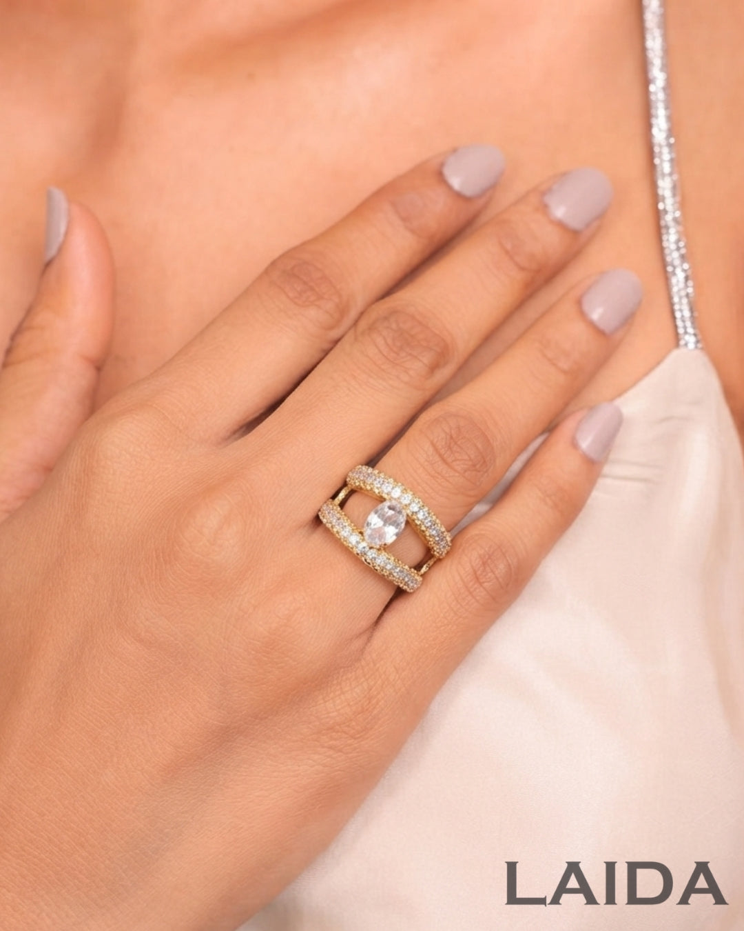 Lyla Gold Plated American Diamond Finger- Ring