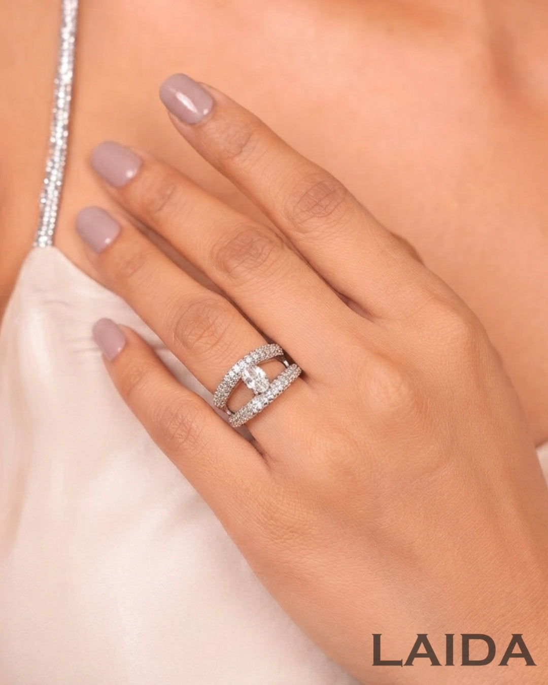 Lyla Silver Plated American Diamond Finger- Ring (Copy)