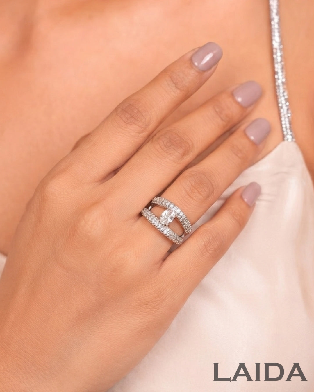 Lyla Silver Plated American Diamond Finger- Ring (Copy)
