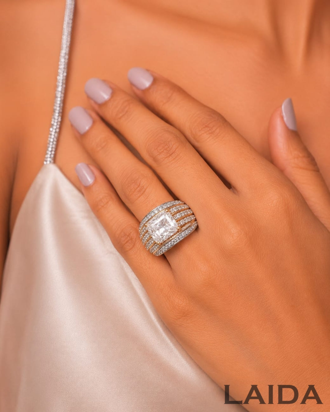 Imperia Cocktail American Diamond Finger- Ring
