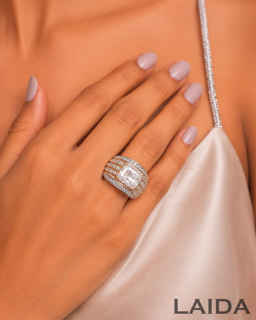 Imperia Cocktail American Diamond Finger- Ring