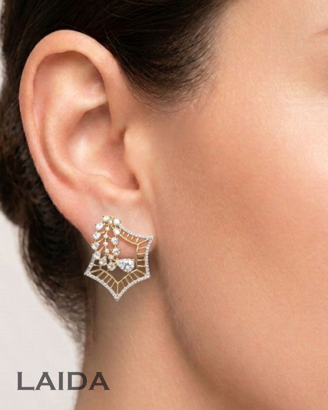 Ritvi 18K Gold Plated American Diamond Pendant Set
