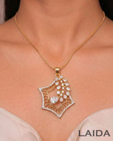 Ritvi 18K Gold Plated American Diamond Pendant Set