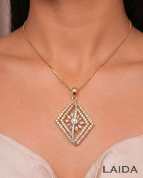 Gulnaz 18K Gold Plated American Diamond Pendant Set