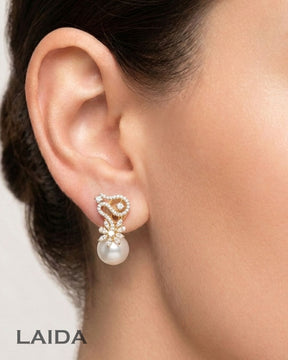 Zarika Pearl 18K Gold Plated American Diamond Pendant Set