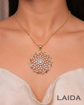Veda 18K Gold Plated American Diamond Pendant Set