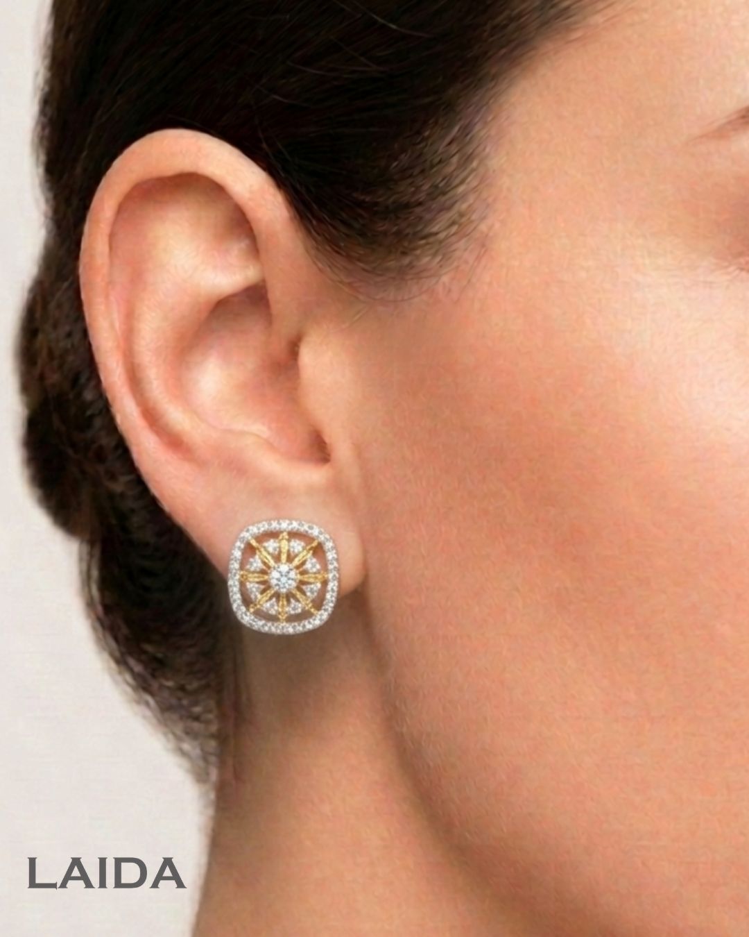 Reeva 18K Gold Plated American Diamond Pendant Set