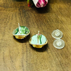 Two Toned Round Stud Earrings