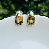 Two Toned Tear-Drop Stud Earrings