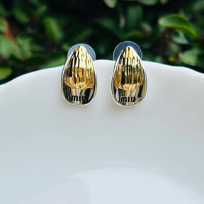 Two Toned Tear-Drop Stud Earrings