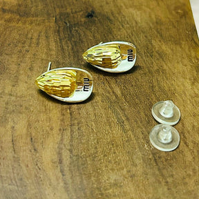 Two Toned Tear-Drop Stud Earrings