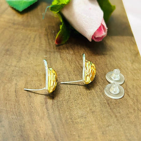 Two Toned Tear-Drop Stud Earrings