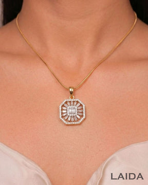 Gurleen 18K Gold Plated American Diamond Pendant Set