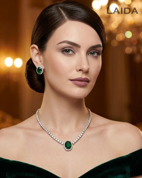 Ashley Mint Green AD Necklace Set
