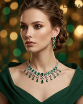 Celia Emerald CZ Designer Necklace Set