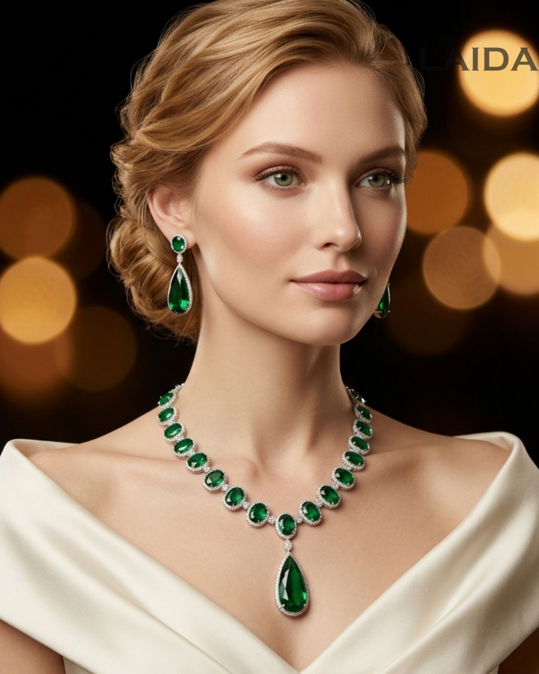 Madison Green American Diamond Necklace Set