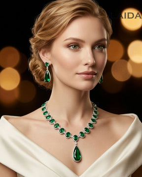 Madison Green American Diamond Necklace Set