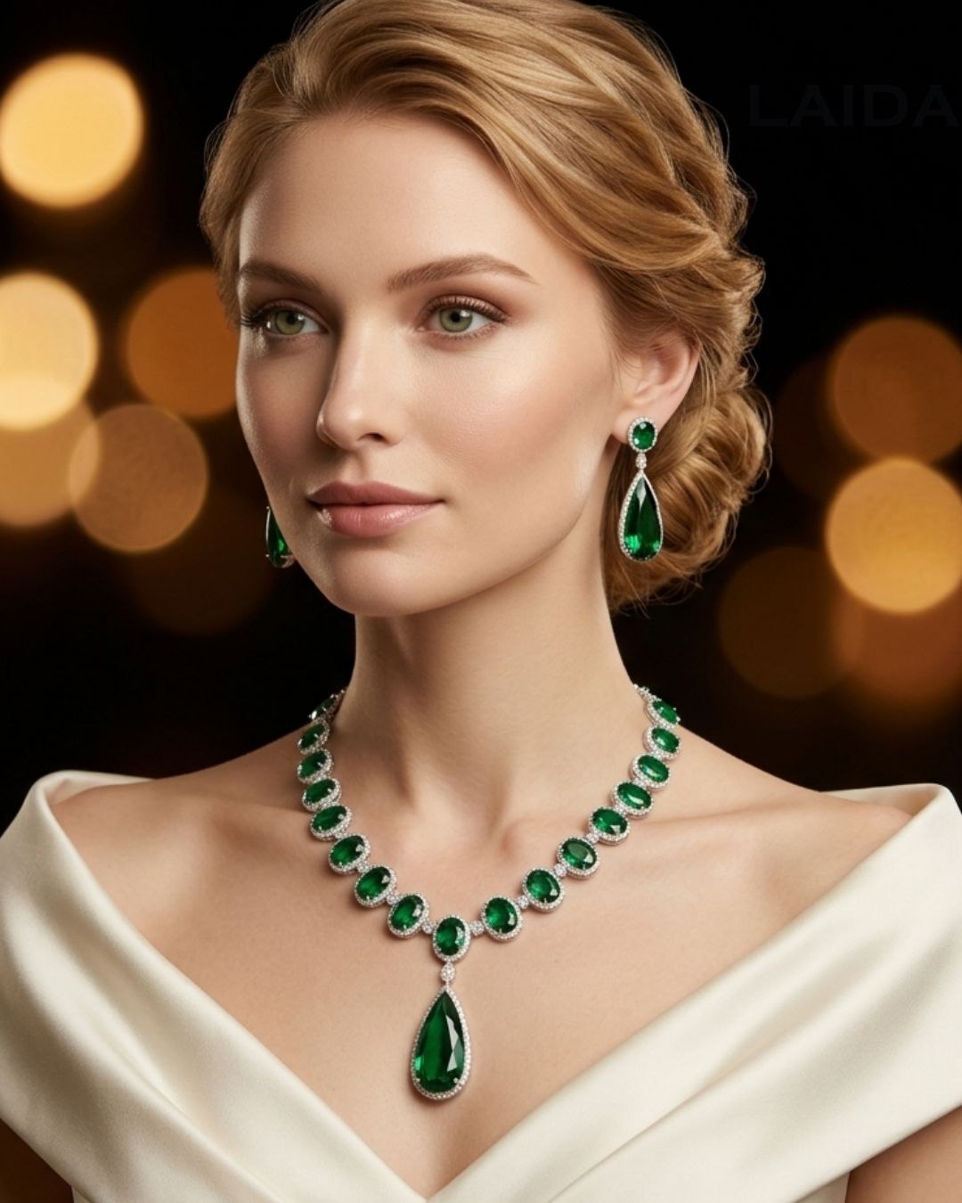 Madison Green American Diamond Necklace Set