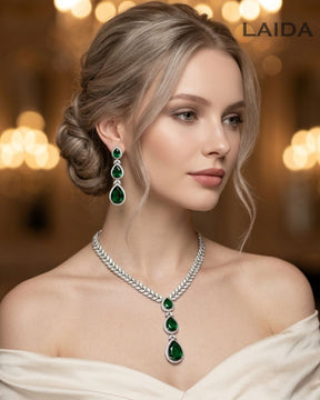 Rachel CZ Emerald Green Designer Necklace Set