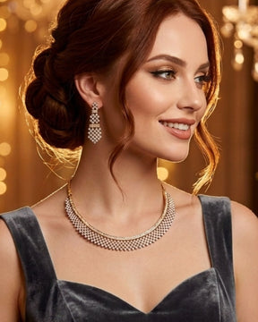 Aline 18K Gold Plated American Diamond Necklace Set