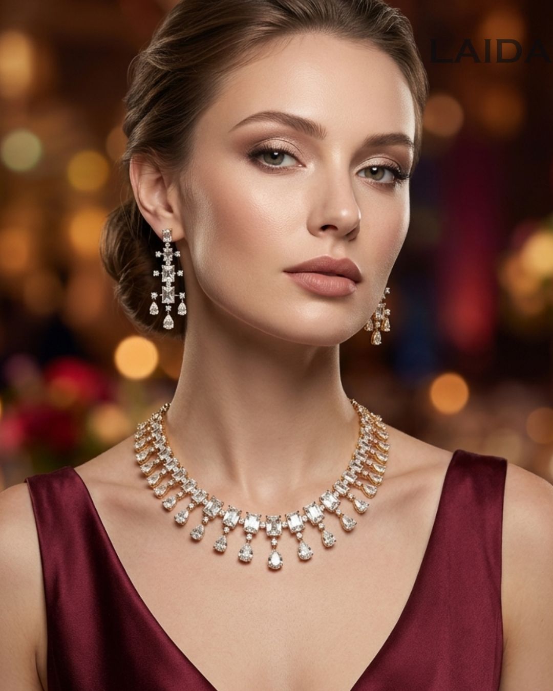 Carly 18K Gold Plated American Diamond Necklace Set
