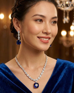 Kristy Sapphire Blue CZ Designer Neckalce Set