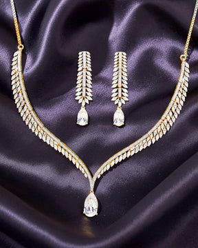 Grace White 18K Gold Plated American Diamond Necklace Set
