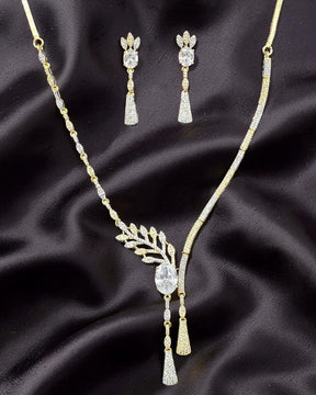 Zoe White 18K Gold Plated American Diamond Necklace Set