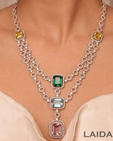 Faye Multi colored CZ Designer Neckalce Set