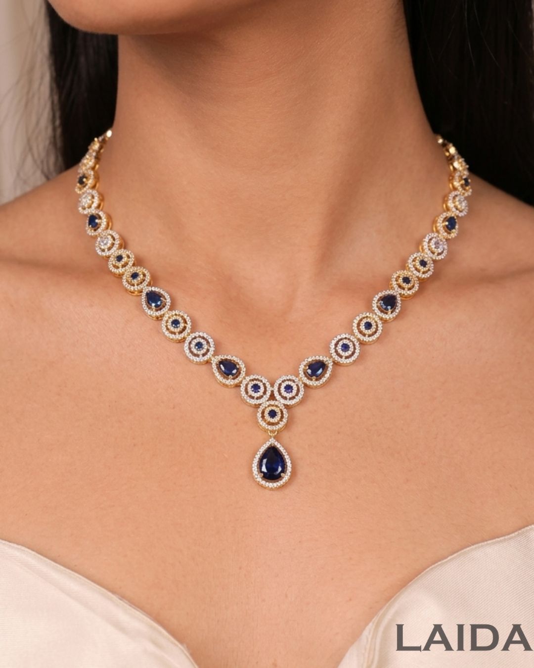 Elisha Sapphire Blue CZ Designer Set