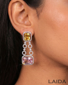 Faye Multi colored CZ Designer Neckalce Set