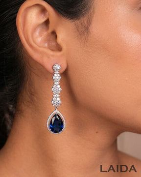 Eva Sapphire Blue CZ Designer Neckalce Set