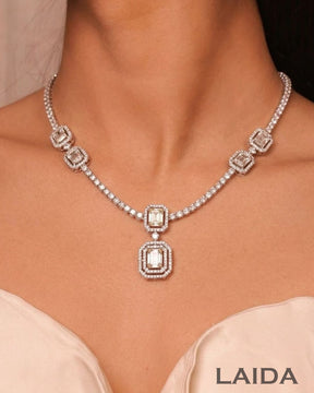 Alice CZ Silver Plated Designer Necklace Set