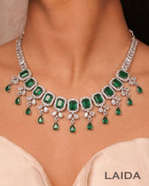 Celia Emerald Green CZ Designer Necklace Set