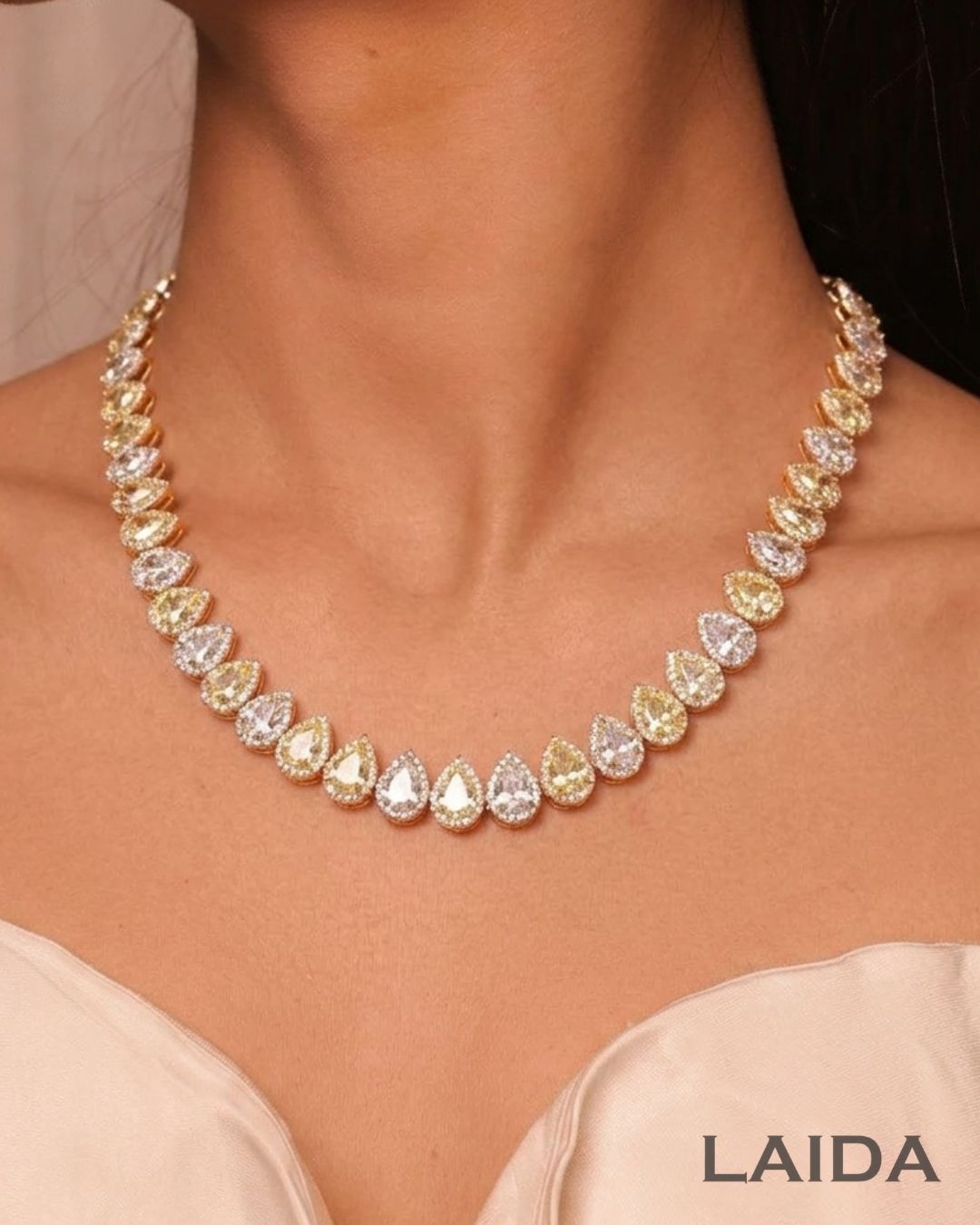 Diana 18K Gold Plated American Diamond Necklace Set