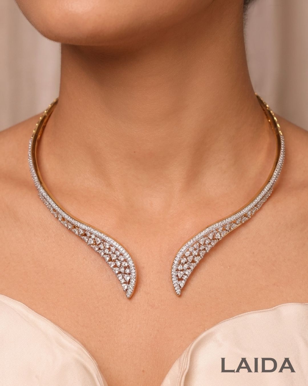 Alia 18K Gold Plated American Diamond Hasli Set