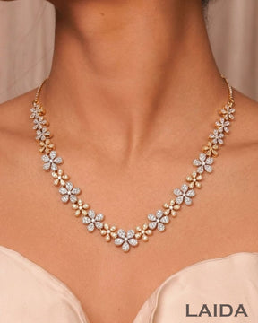 Flora 18K Gold Plated American Diamond Necklace Set