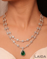 Dorothy Two-layered Emerald Green American Diamond Necklace set
