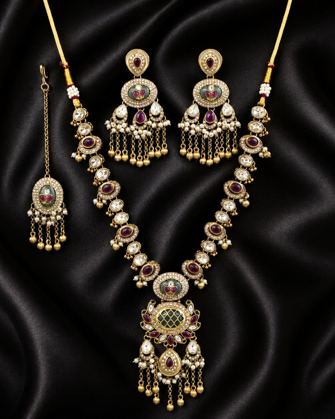 Charvi Pastel Multicolor Ghungroo Necklace Set With Maangtikka