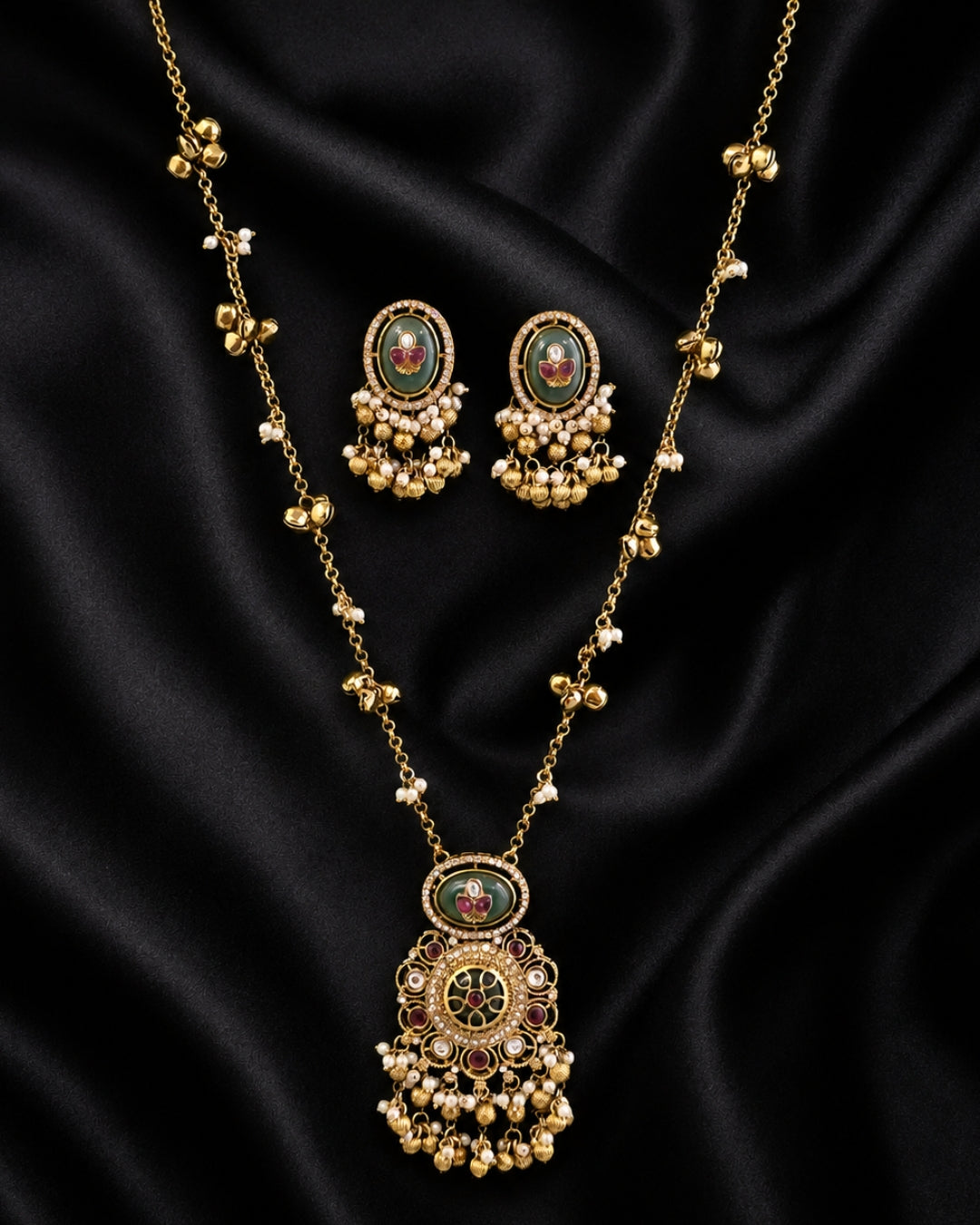 Adhya Pastel Multicolor Ghungroo Necklace Set