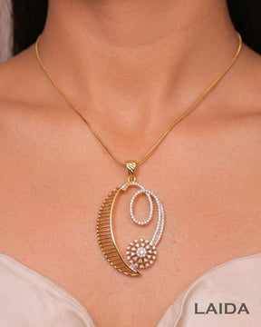 Aaradhya 18K Gold Plated American Diamond Pendant Set
