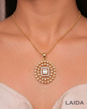 Heer 18K Gold Plated American Diamond Pendant Set