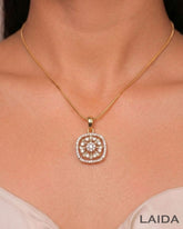 Reeva 18K Gold Plated American Diamond Pendant Set