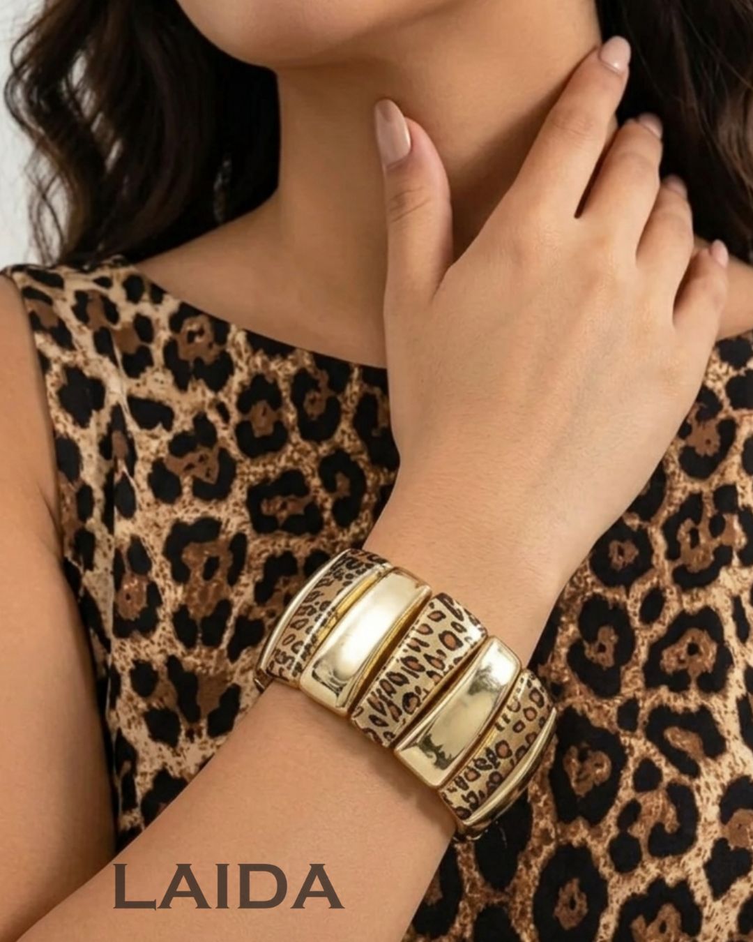 Animal Print Stretchable Bracelet - Broad