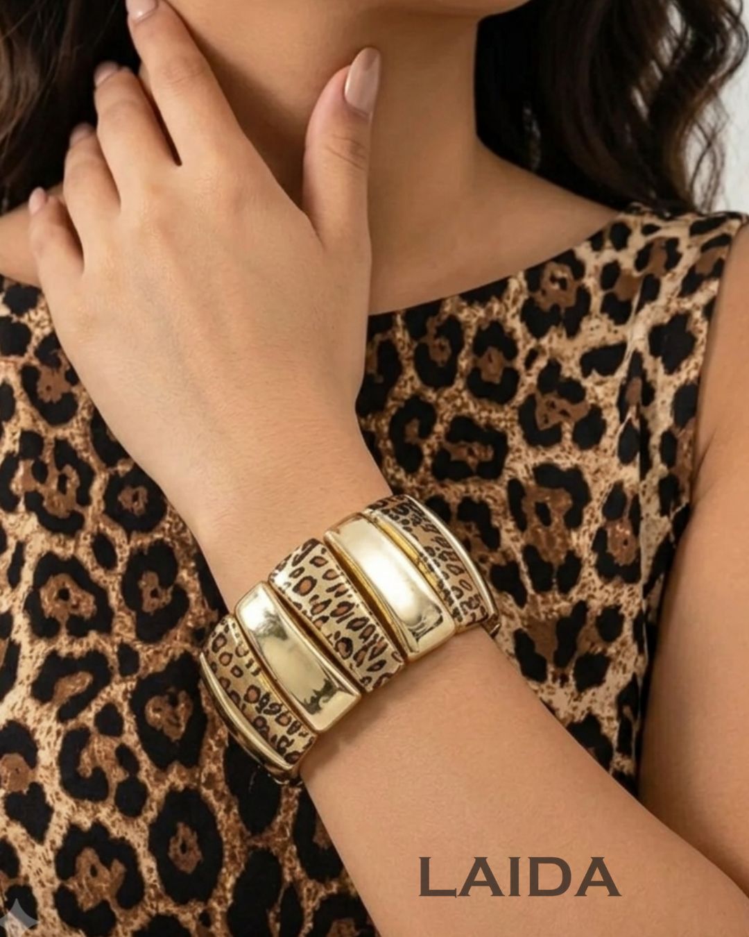 Animal Print Stretchable Bracelet - Broad
