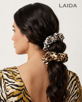 Animal Print Soft Scrunchies - Set of 4