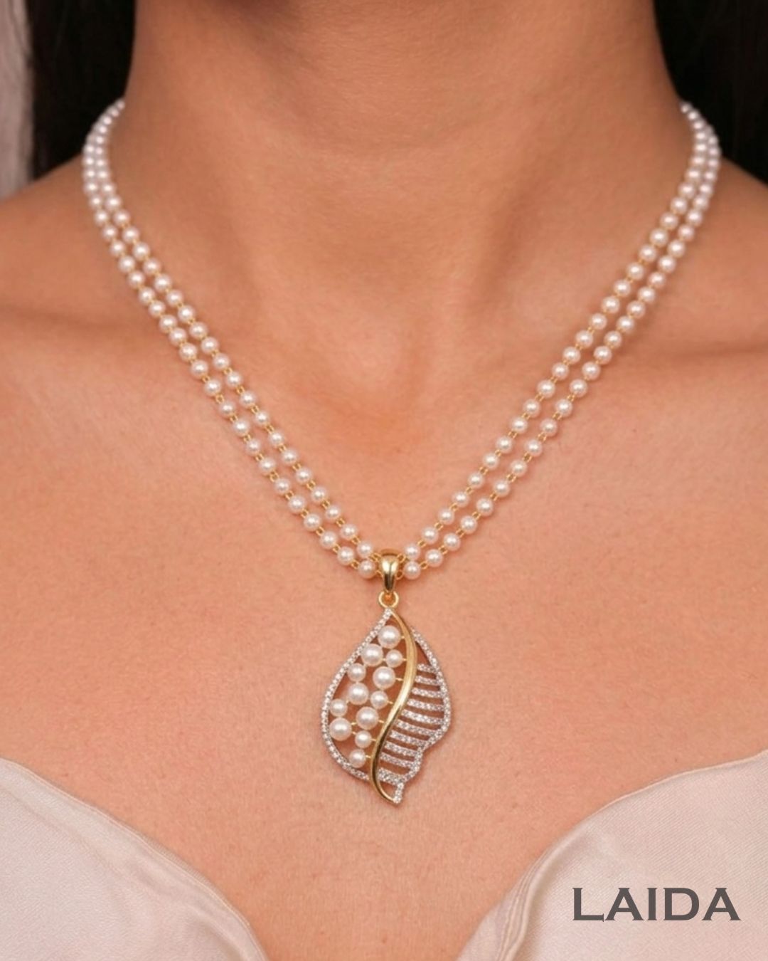 Bani 18K Gold Plated American Diamond Pendant Set