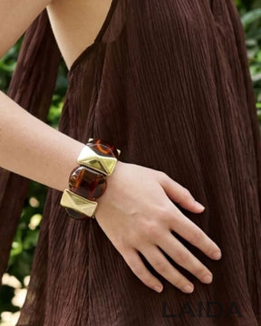 Brown Acrylic Square Geometric Bracelet
