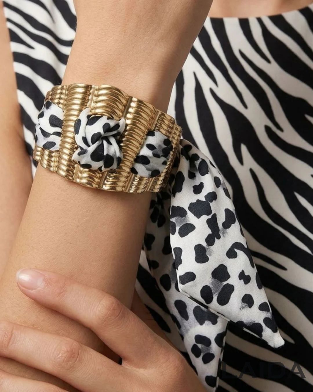 Golden Zebra Print Scarf Bracelet