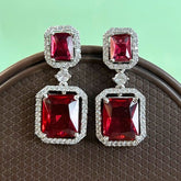 Cooper Ruby American Diamond Earrings